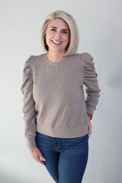 Puff Sleeve Crewneck Sweatshirt