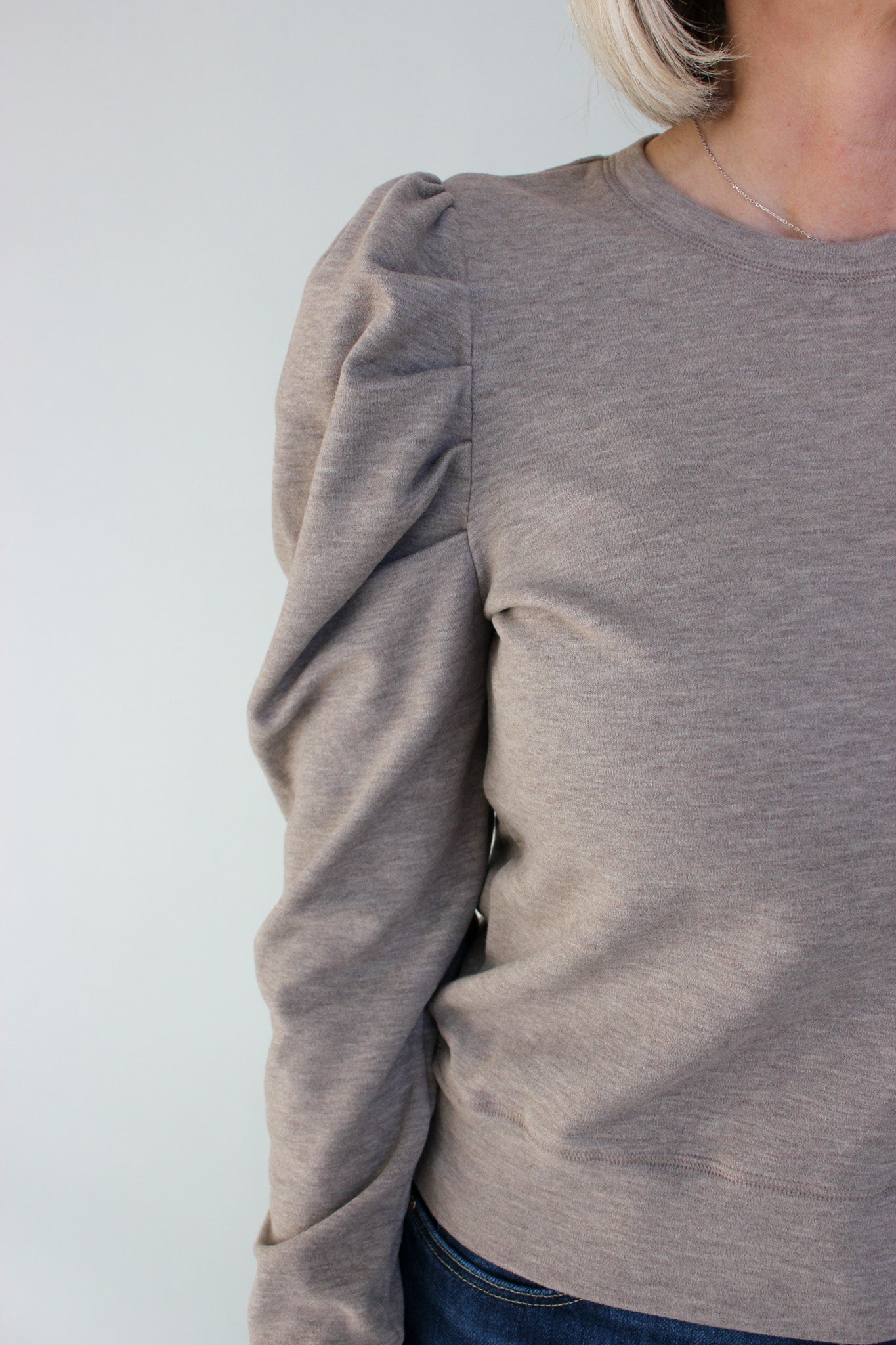 Puff Sleeve Crewneck Sweatshirt