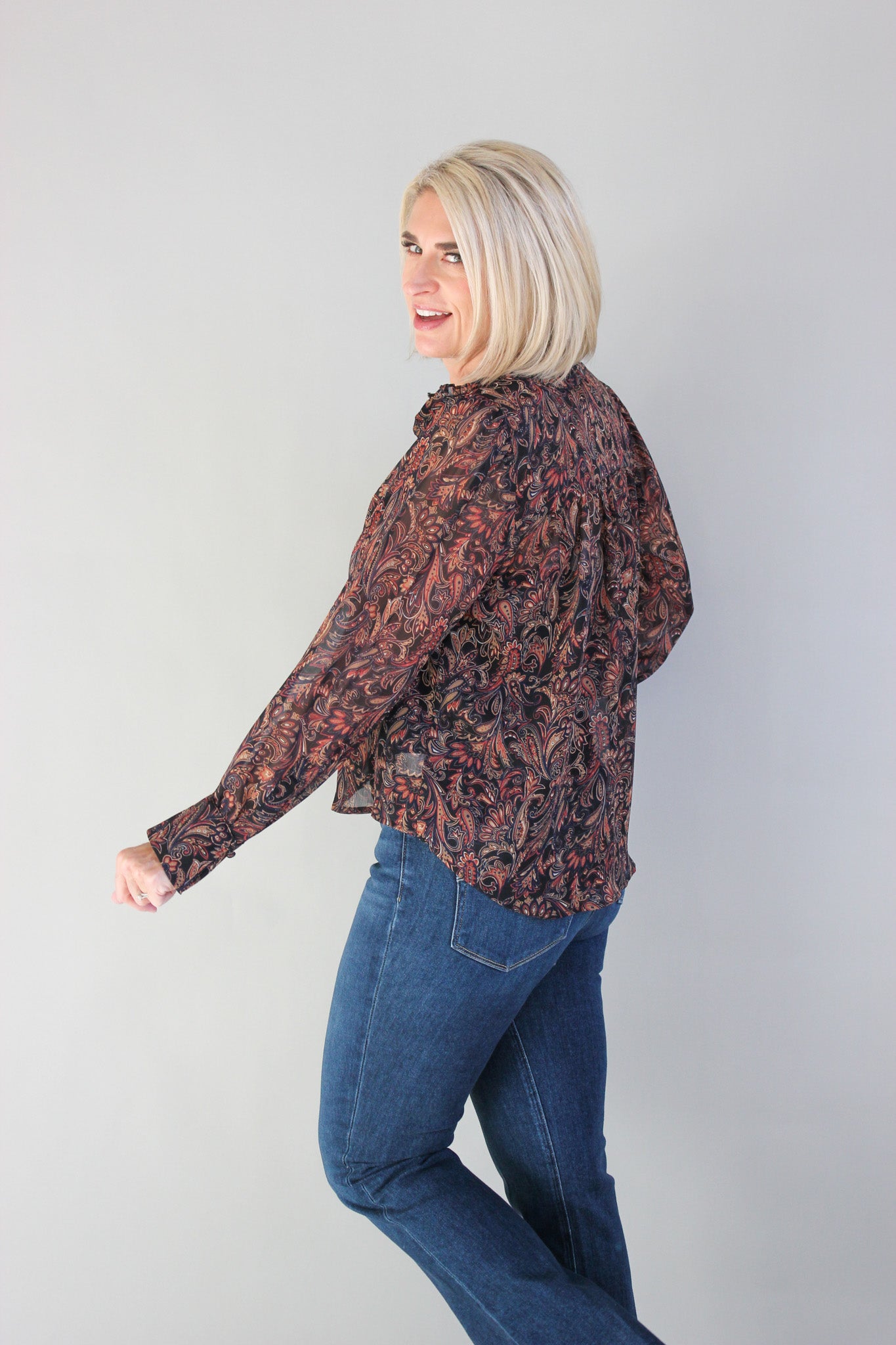 Ruffle Button Blouse