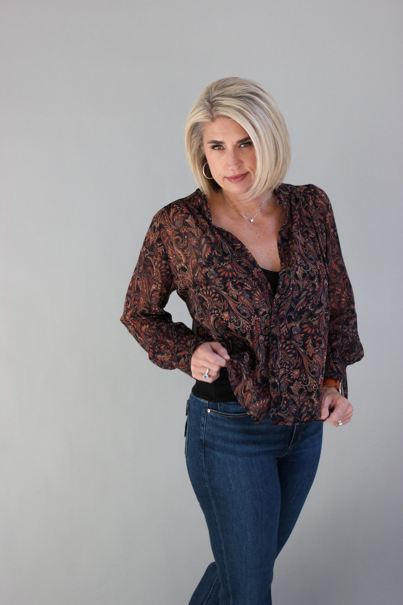 Ruffle Button Blouse
