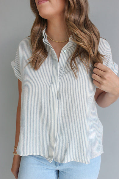 S/S Stripe Cotton Linen Shirt