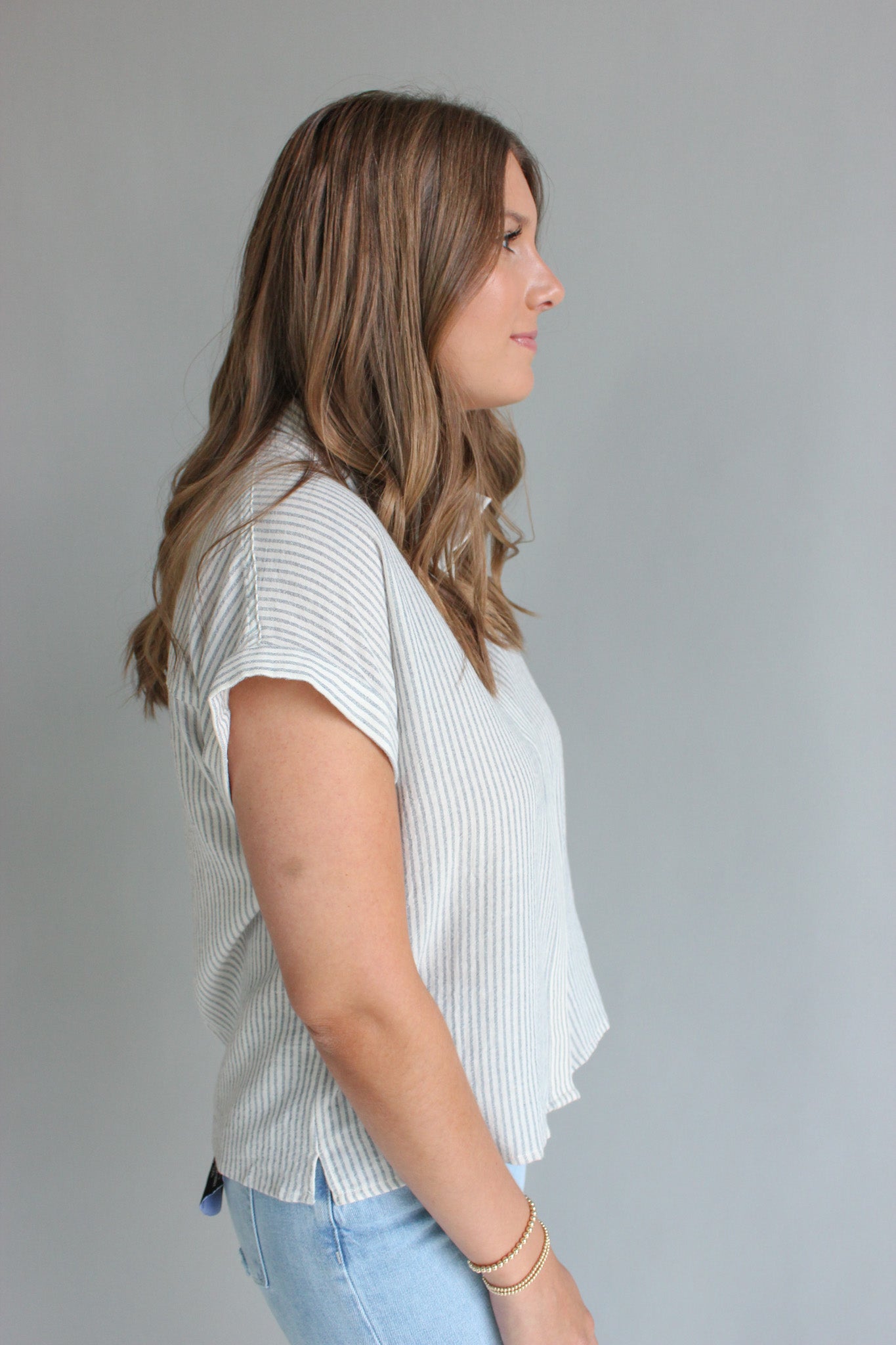 S/S Stripe Cotton Linen Shirt
