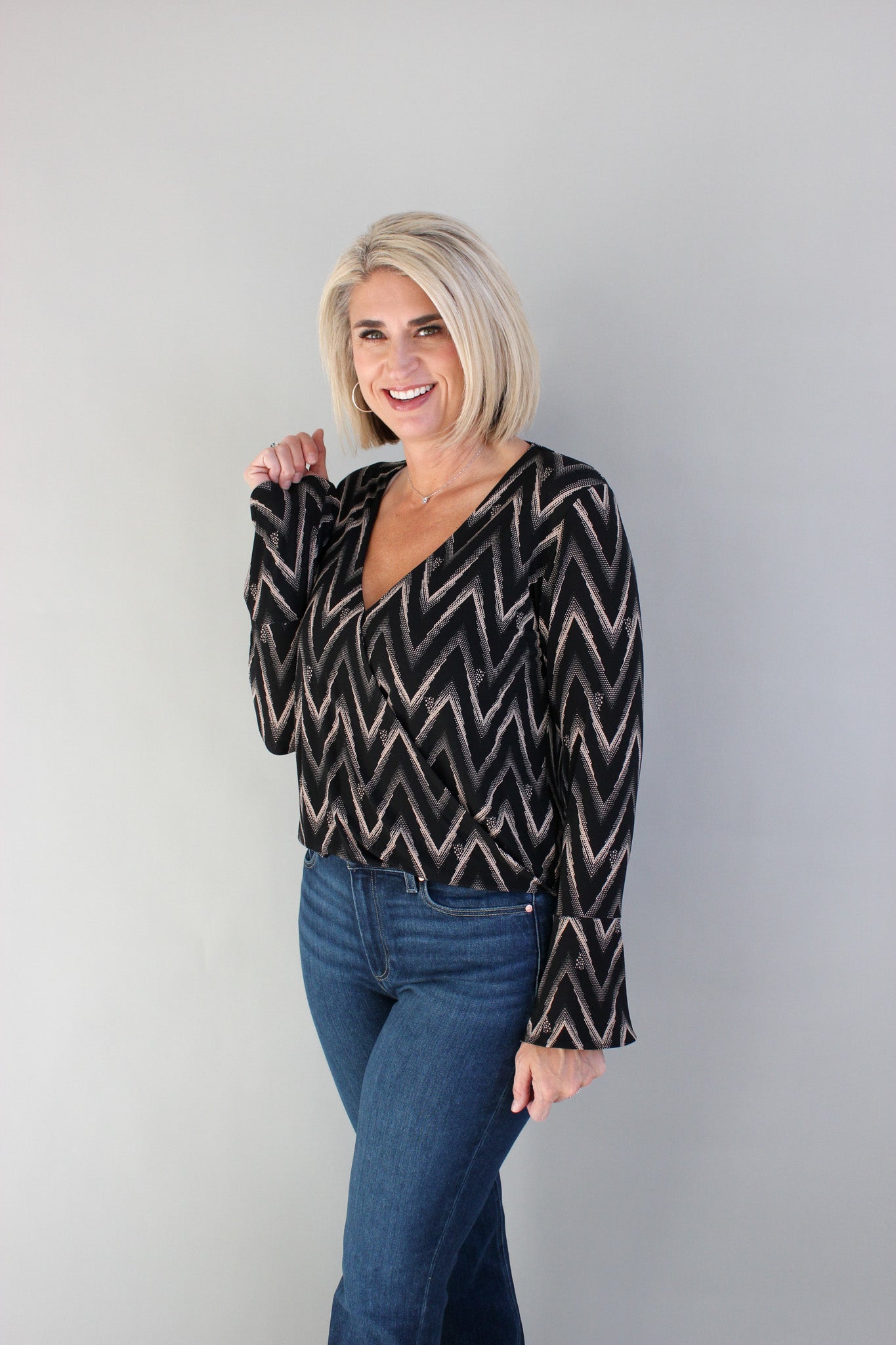 Surplice Bell Sleeve Top