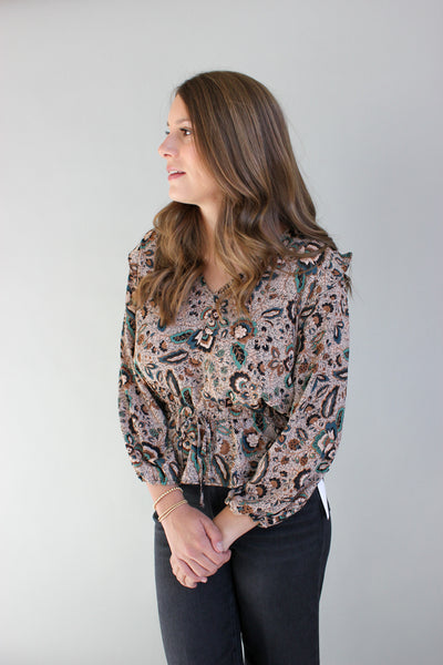 V-Neck Peplum Blouse