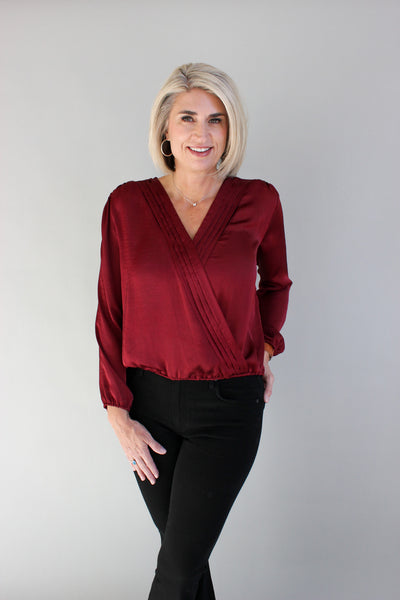 Pleated Surplice Top