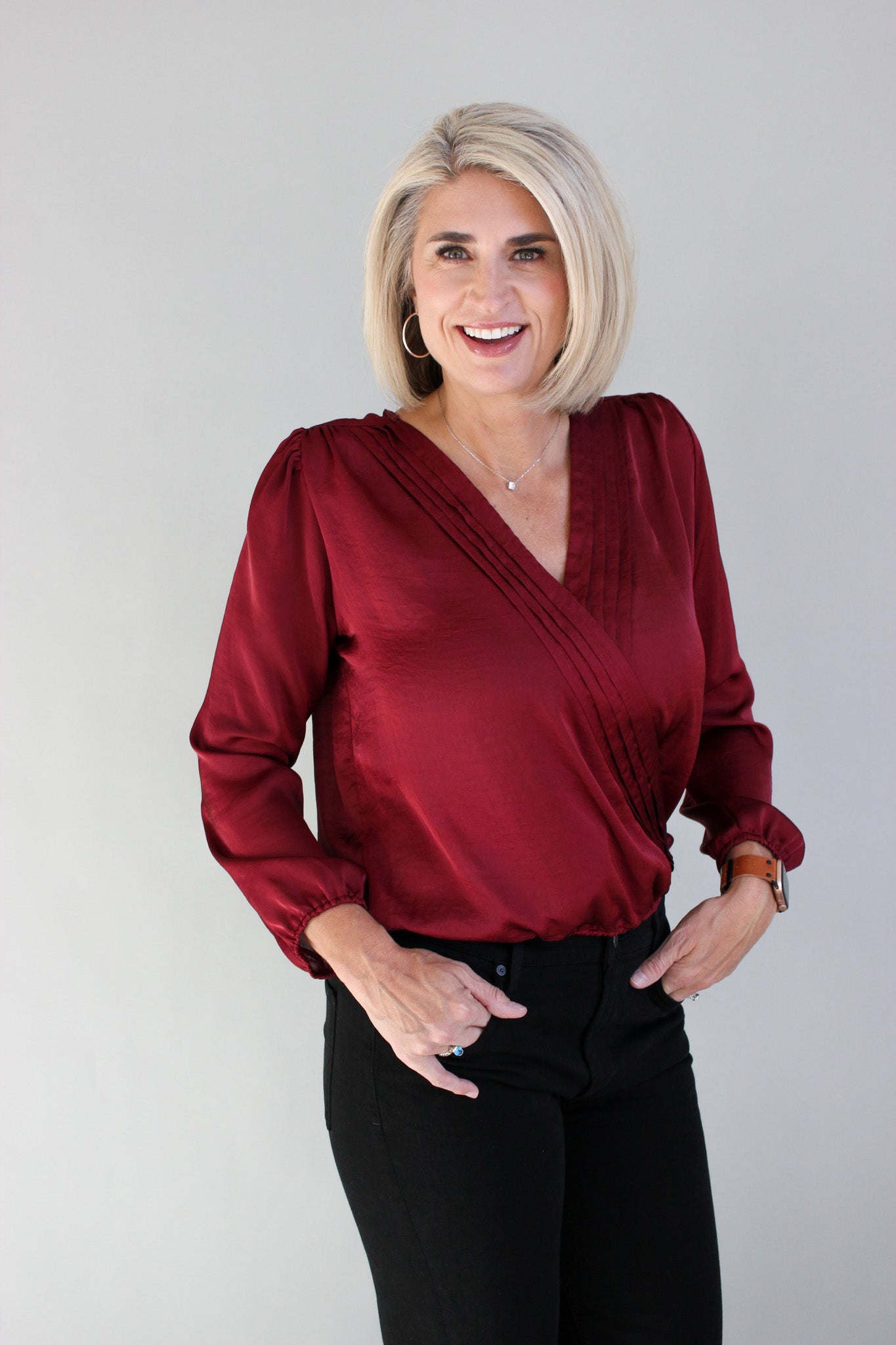 Pleated Surplice Top