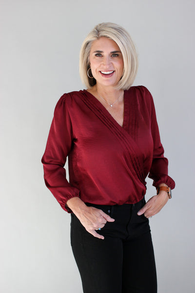 Pleated Surplice Top