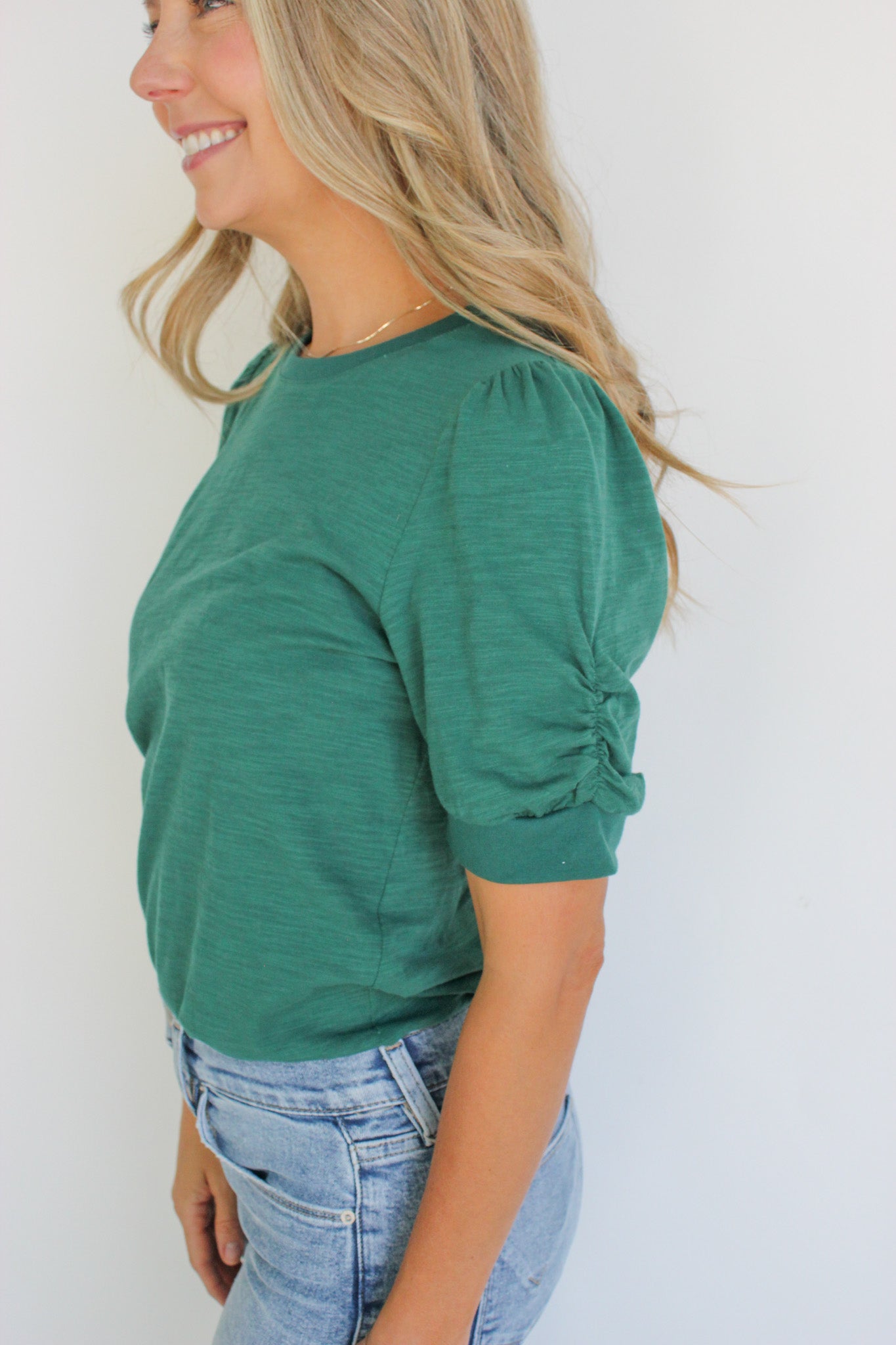 Ruched Sleeve Knit Top