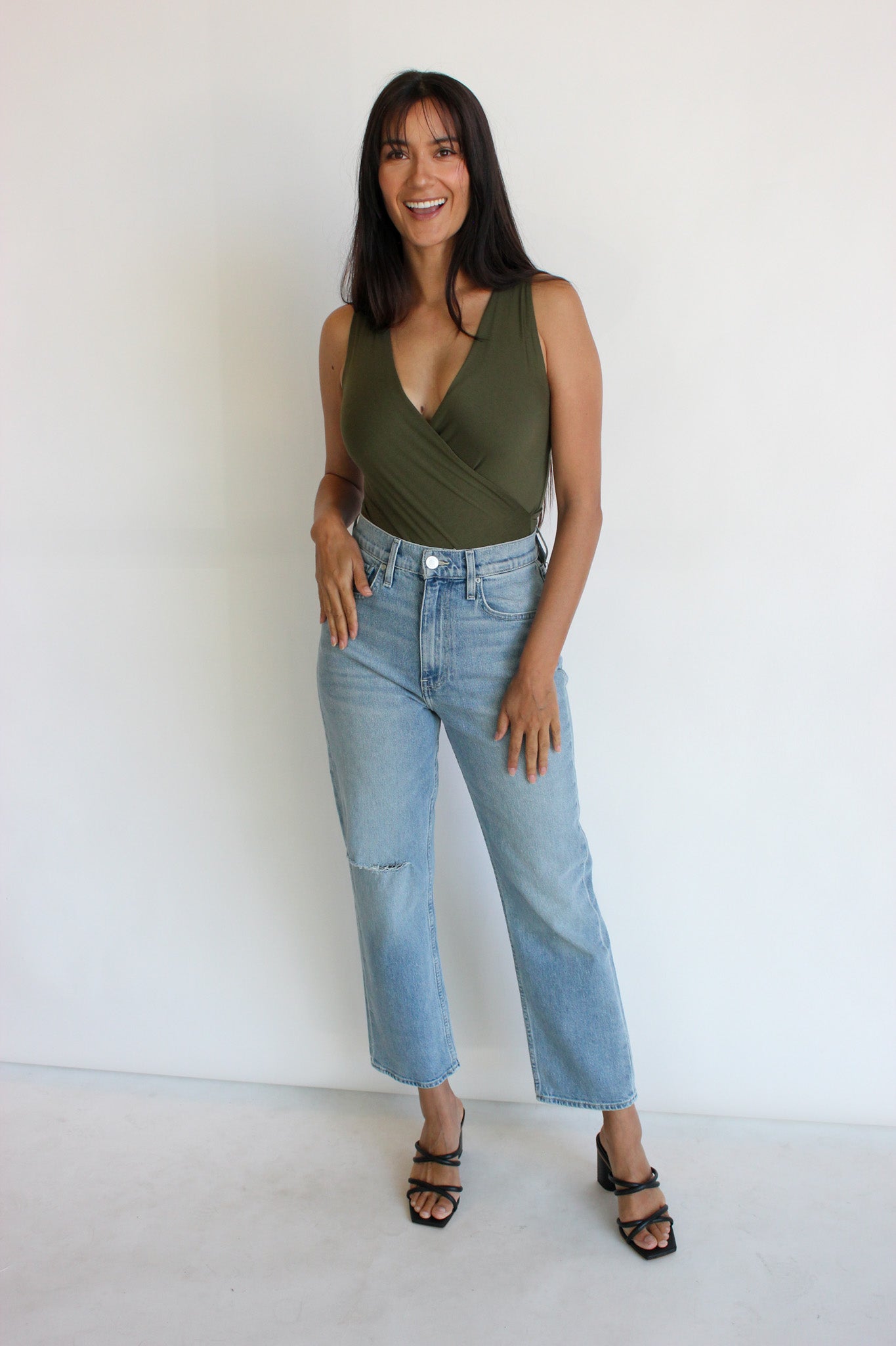 Modal Sleeveless Deep V-Neck Bodysuit