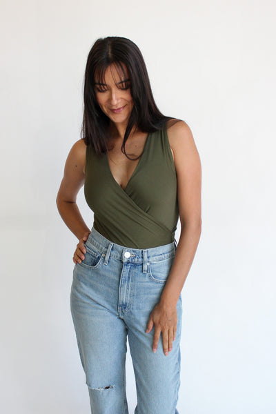 Modal Sleeveless Deep V-Neck Bodysuit