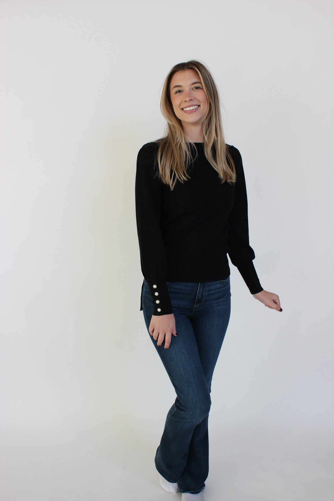 Jewel Button Sleeve Sweater