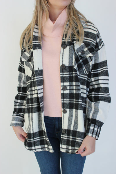 Button Front Plaid Shacked