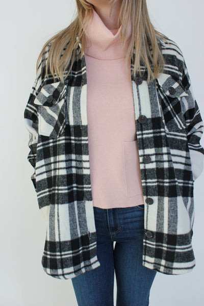 Button Front Plaid Shacked