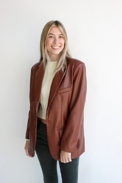 Imaan Faux Leather Blazer