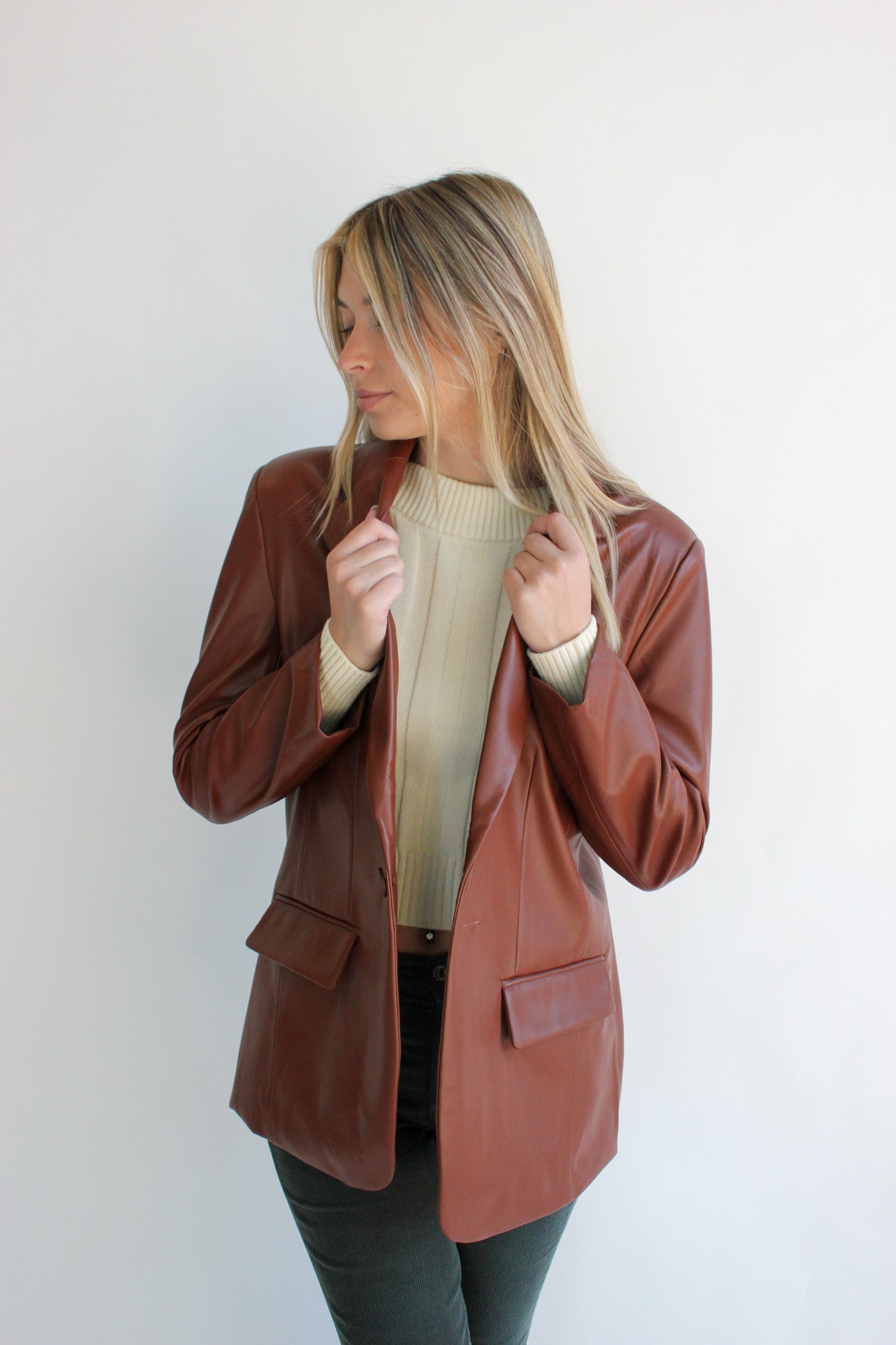 Imaan Faux Leather Blazer