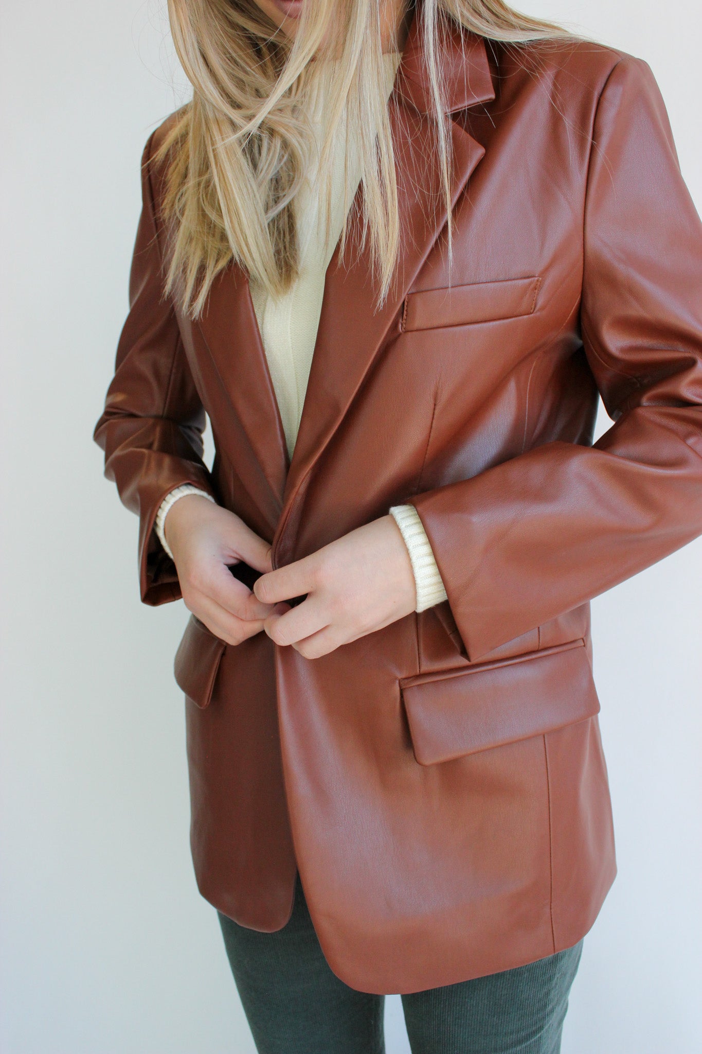 Imaan Faux Leather Blazer