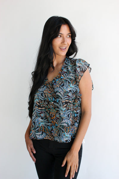 V-Neck Ruffle Tee