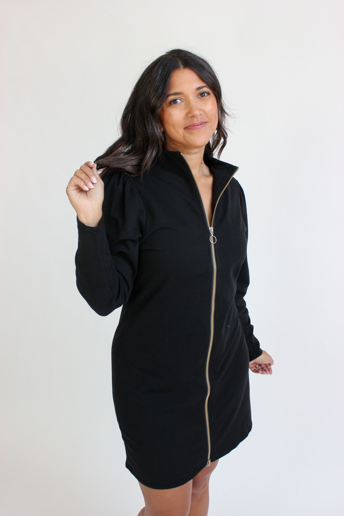 Low Mock Neck Zip Dress