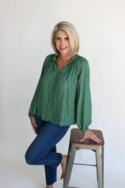 L/S Tie-Neck Blouse