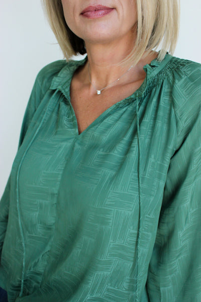 L/S Tie-Neck Blouse