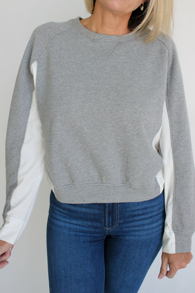 Crewneck Sweatshirt W/ Poplin Insets