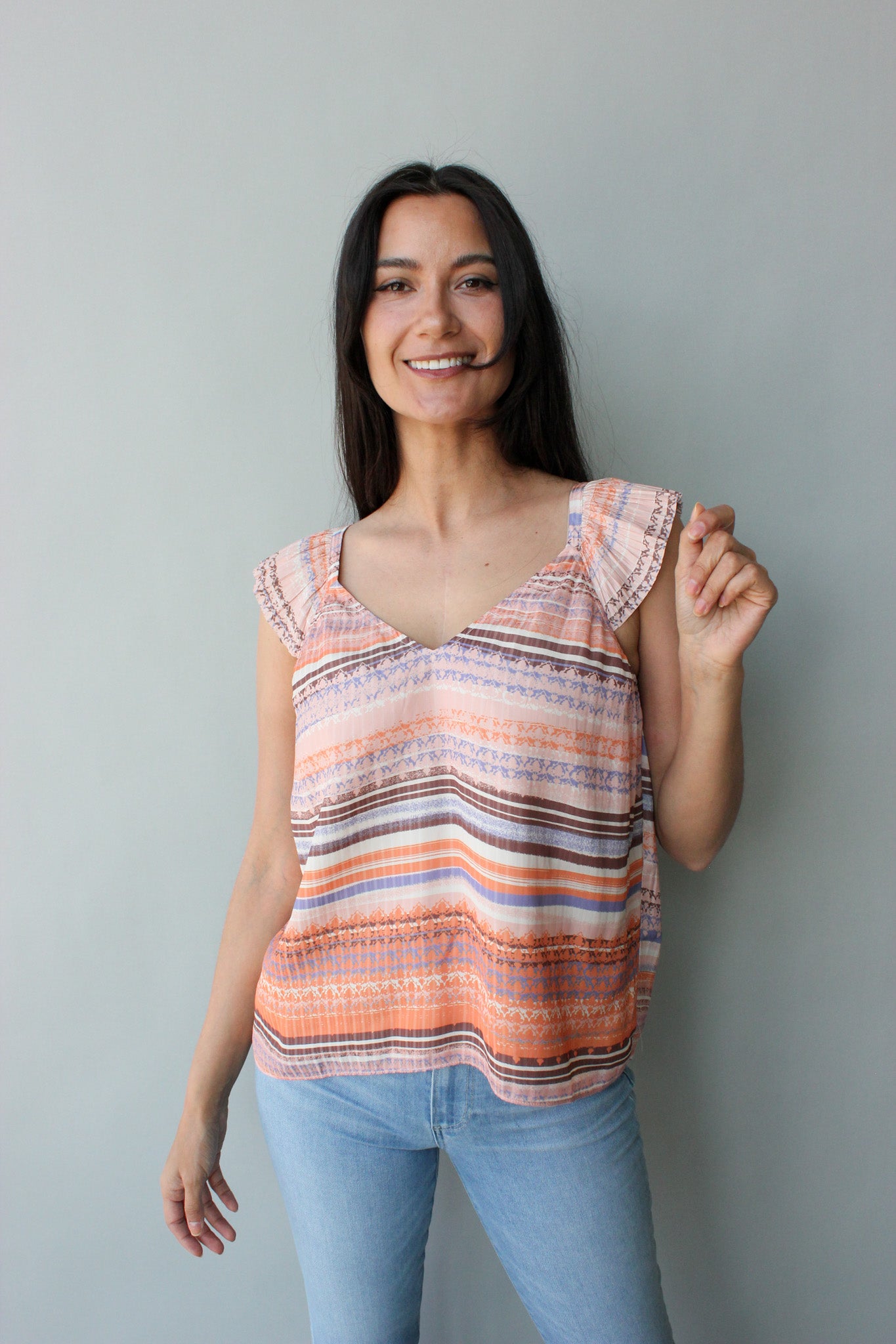Sweetheart Neck Ruffle Sleeve Top