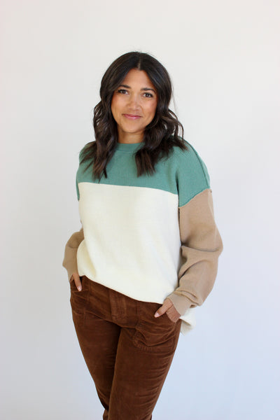 Colorblock Reverse Stitch Sweater