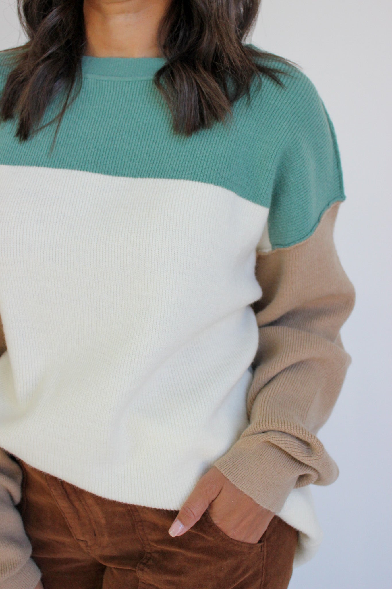Colorblock Reverse Stitch Sweater