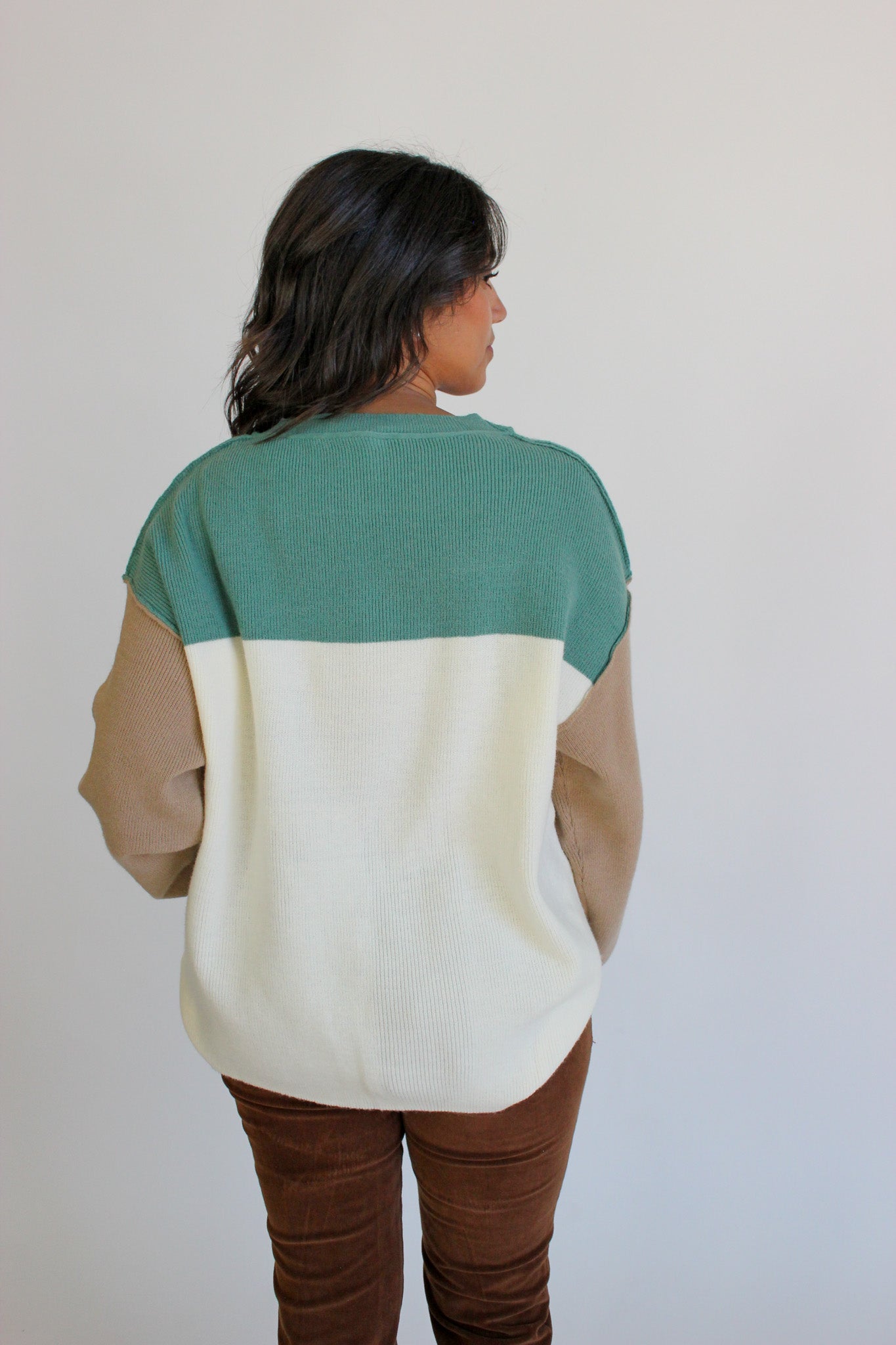 Colorblock Reverse Stitch Sweater
