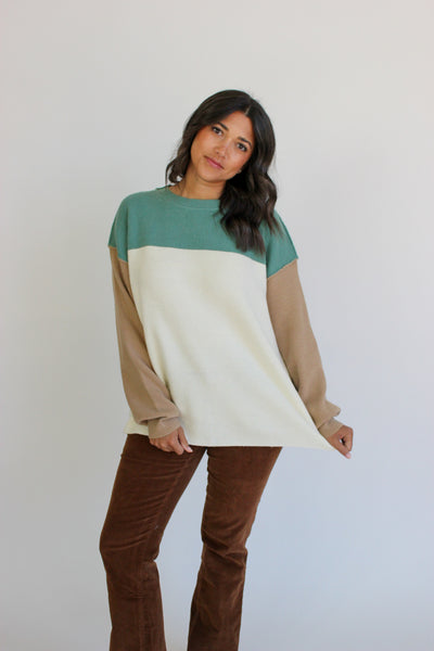 Colorblock Reverse Stitch Sweater