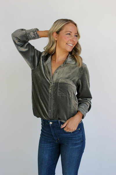 Irene Velvet Button Down
