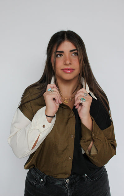 Color Block Button Down