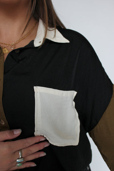 Color Block Button Down