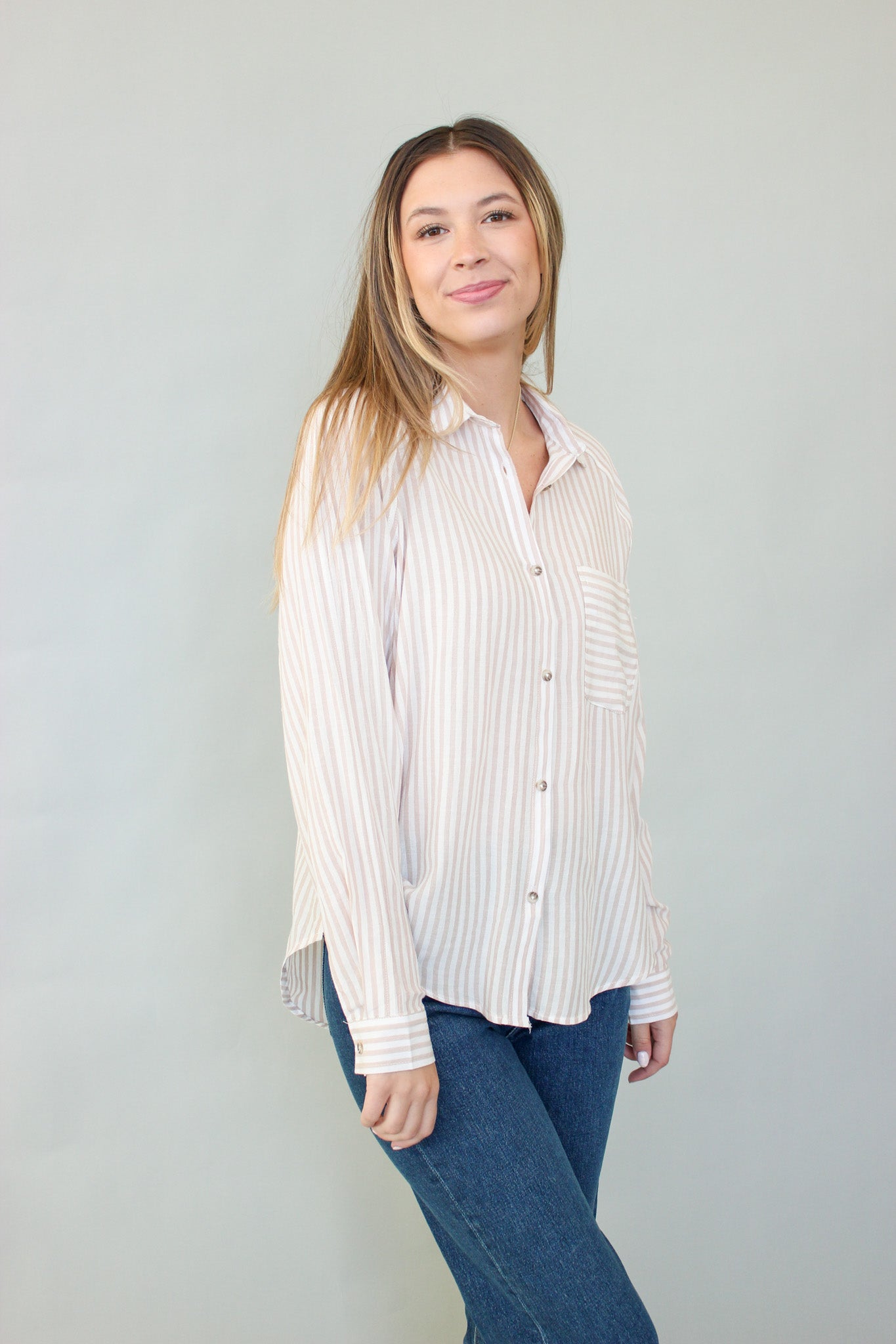 Pinstripe Raglan Blouse