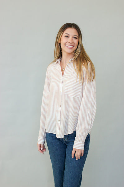 Pinstripe Raglan Blouse