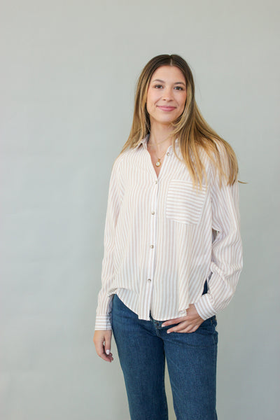 Pinstripe Raglan Blouse