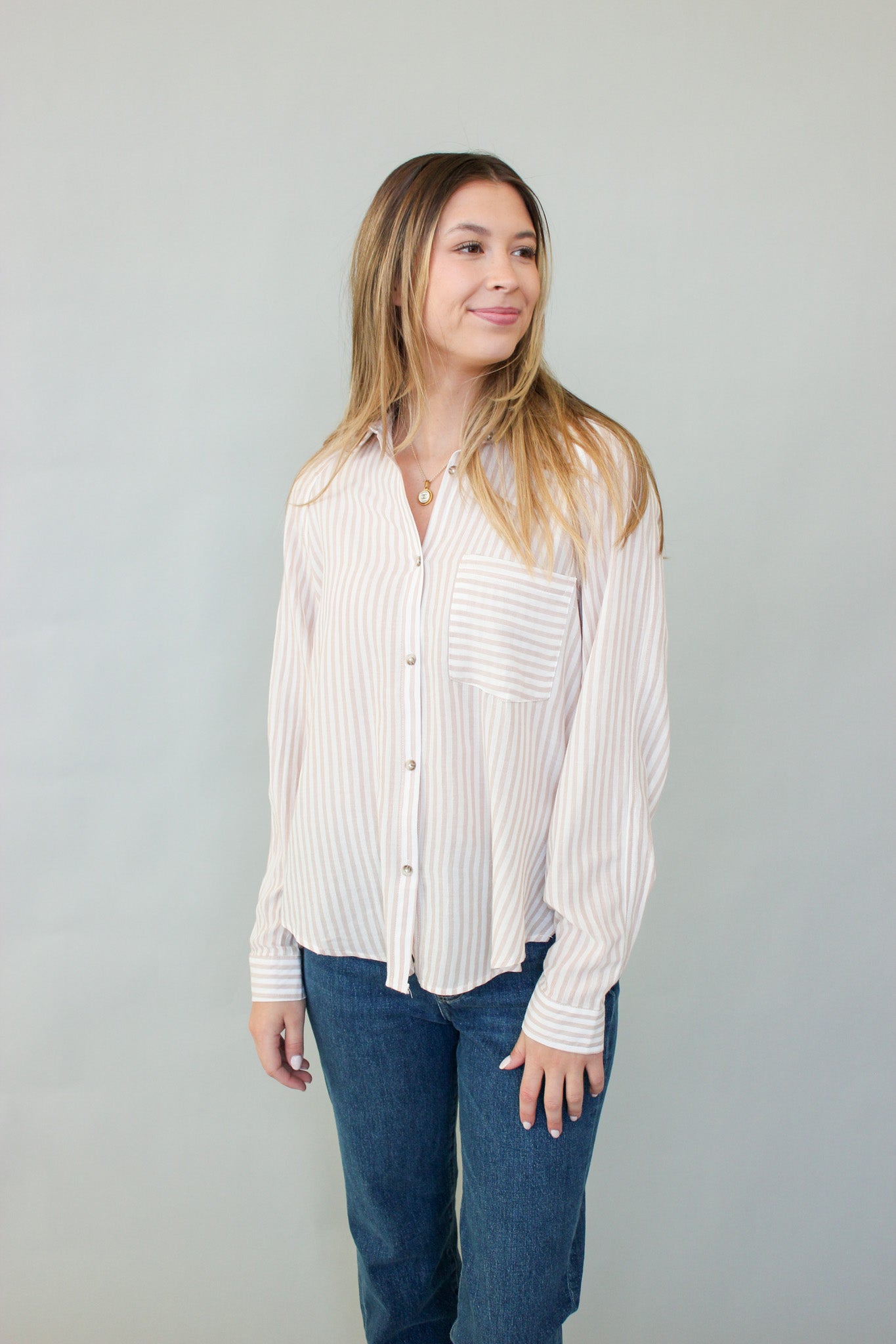 Pinstripe Raglan Blouse