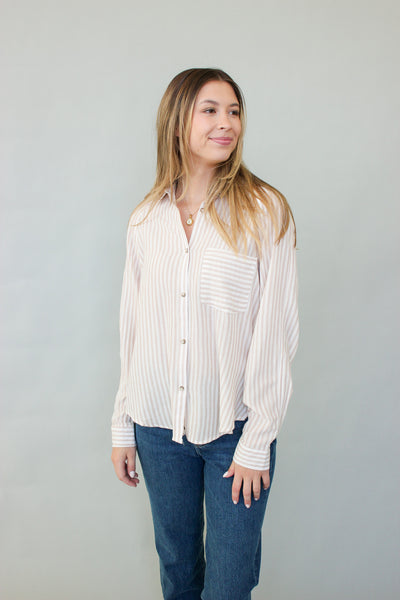 Pinstripe Raglan Blouse