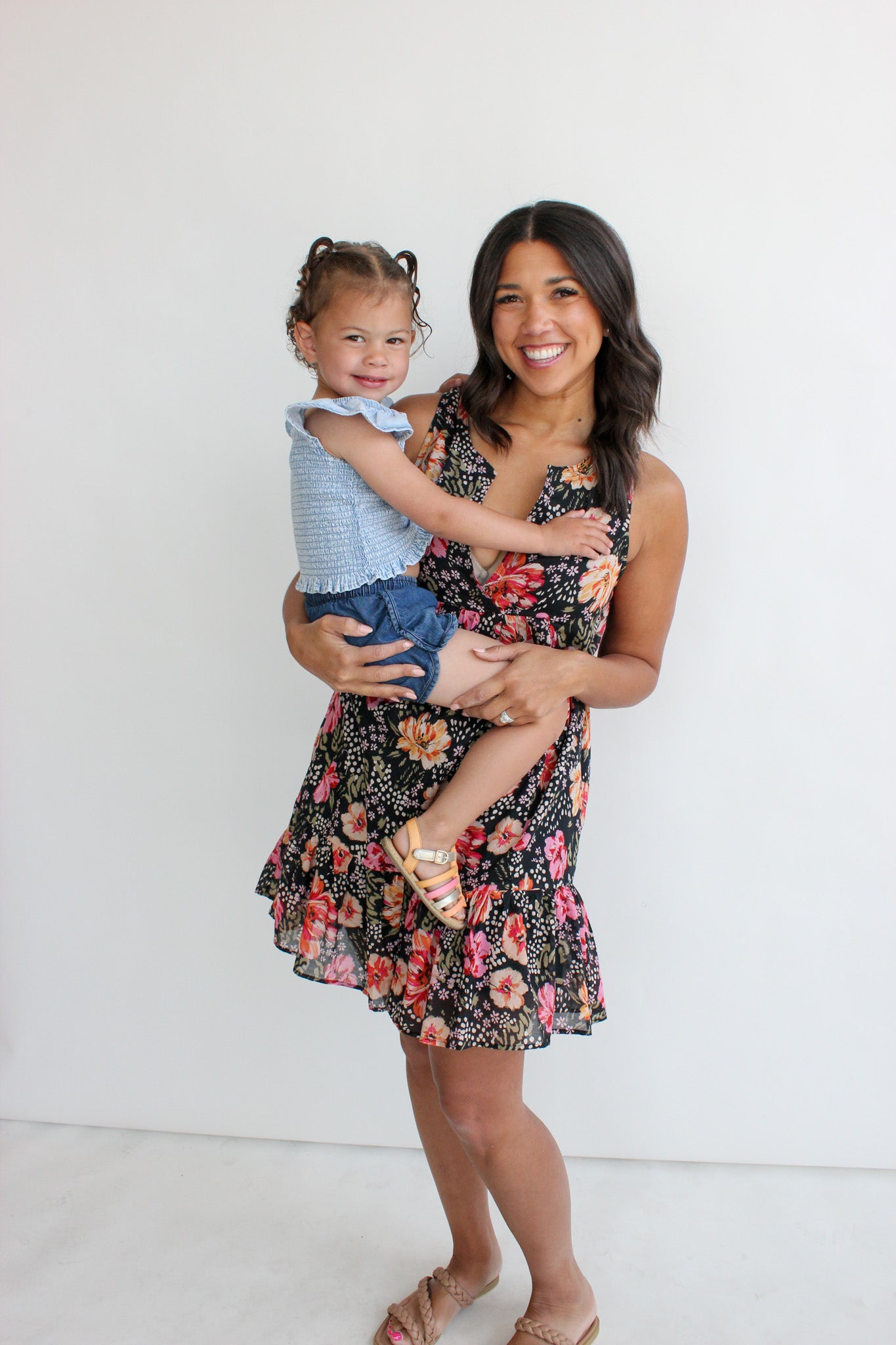 V-Cut Neck Tiered Mini Dress
