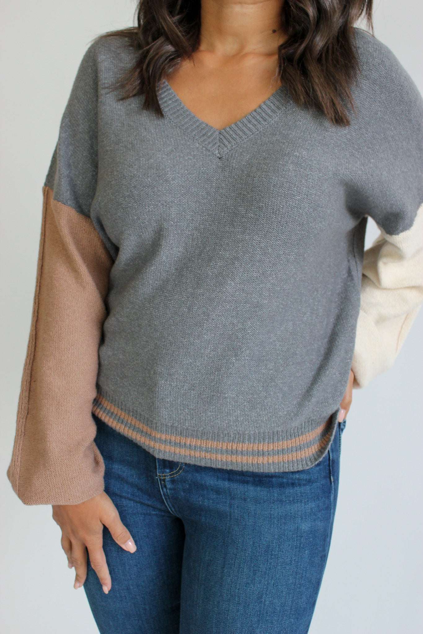 V-Neck Colorblock Sweater