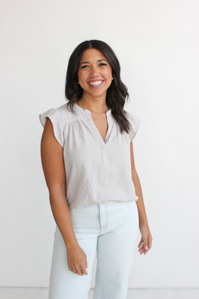 Ruffle Sleeve Blouse W/ Yoke