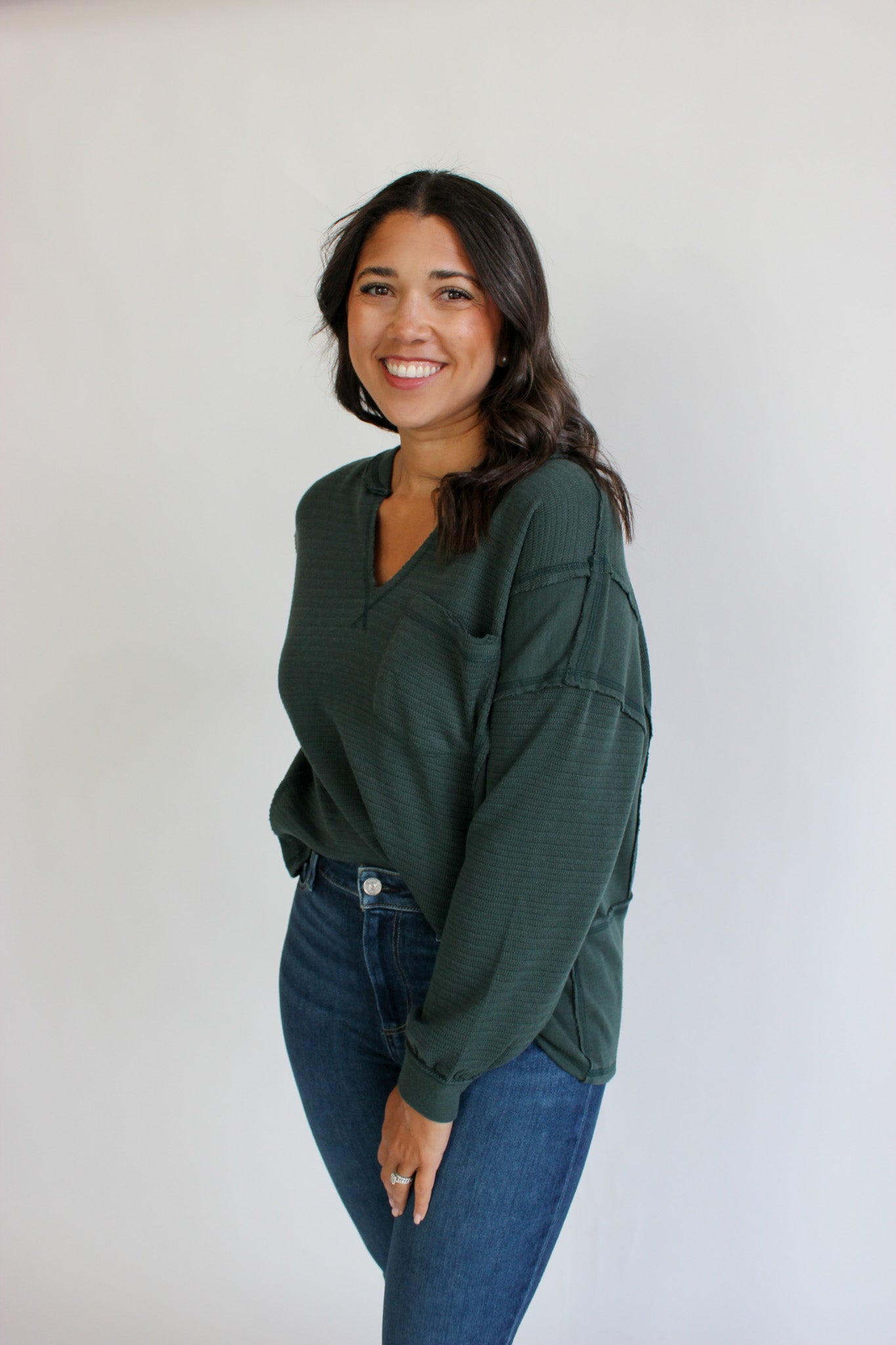 Patchwork Split Neck Top