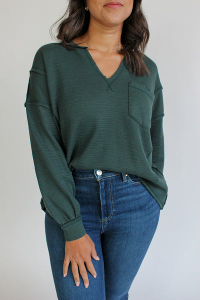 Patchwork Split Neck Top