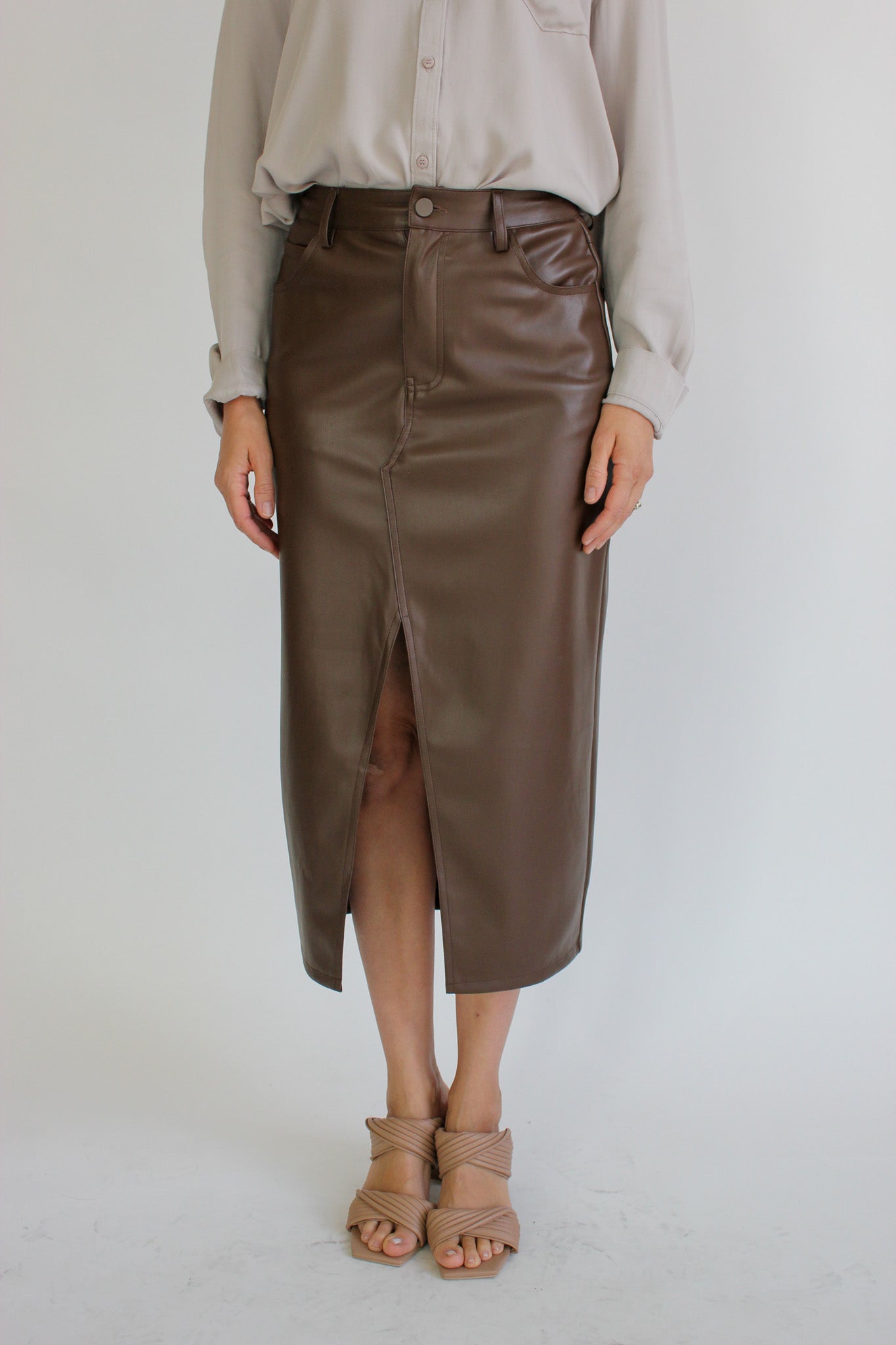 Pleater Slit Front Skirt
