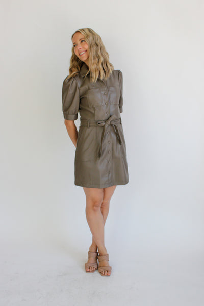 Buttondown Faux Leather Dress