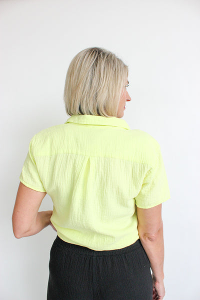 Button Front S/S Pocket Tee