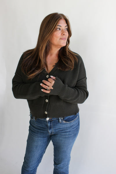 Distressed Button Front Cardigan