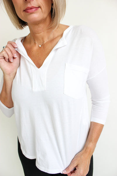 3/4 Sleeve Split neck