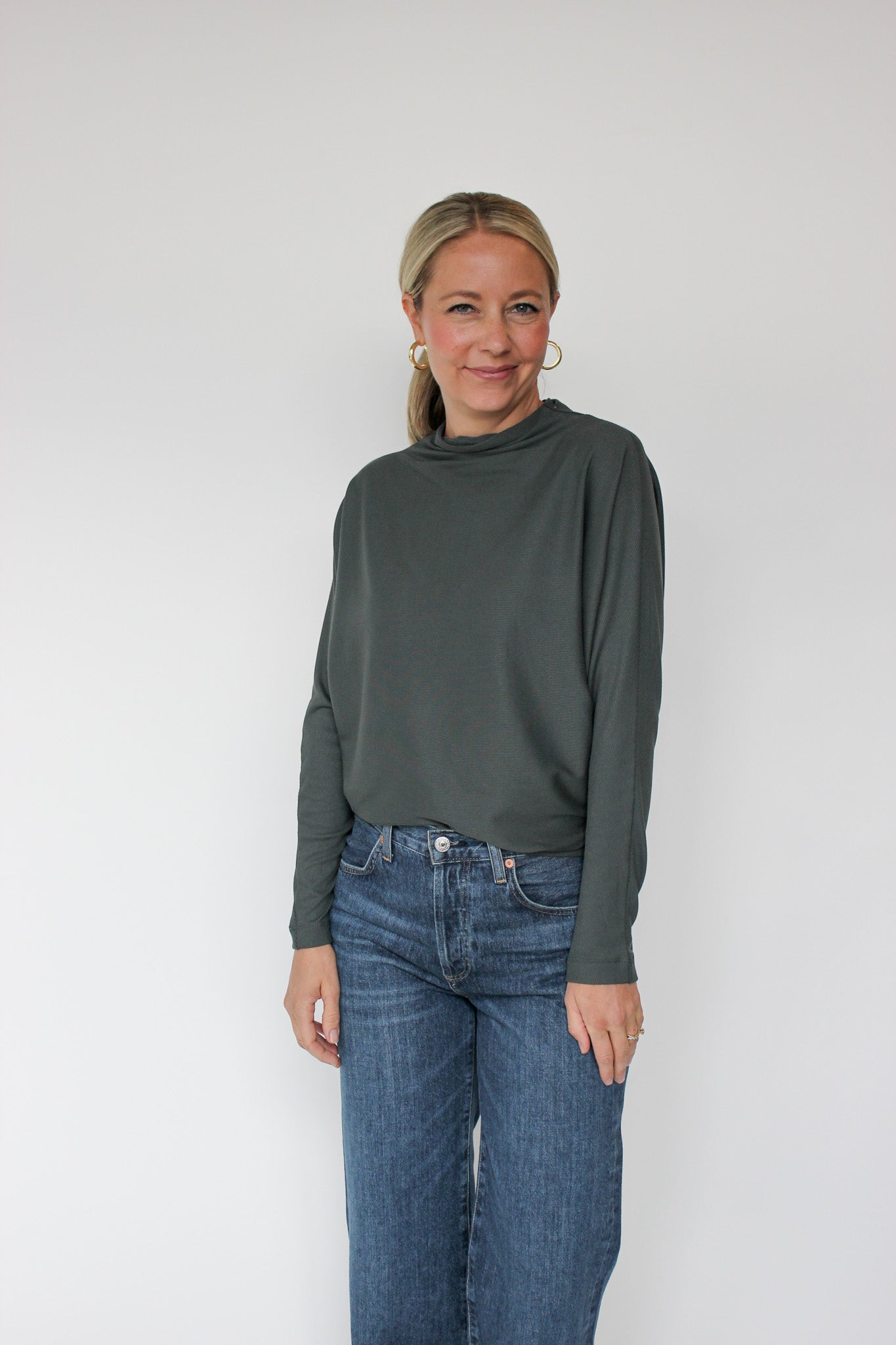 Ribbed Mock Neck Knit Top