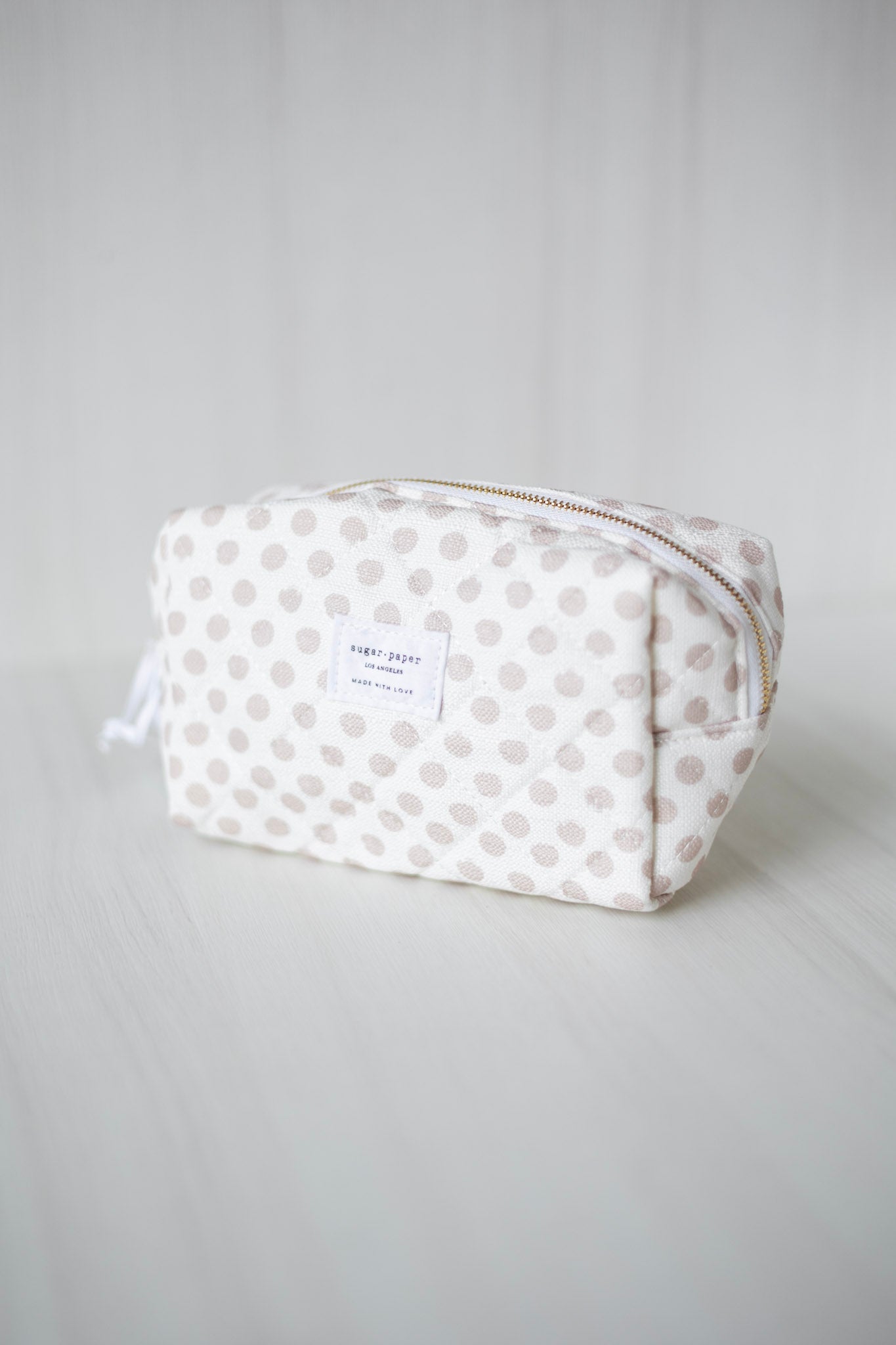 Light pink polka dot cosmetic bag